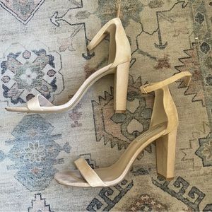 Saks Fifth Avenue Nude Suede Heel Sandals